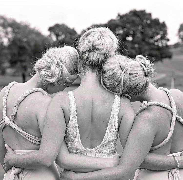 Photo of a bride and two bridesmaids at East Horton.